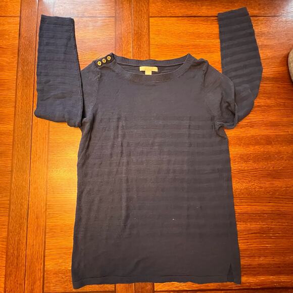 Banana Republic Shoulder Button Crew Neck Pullover Sweater Blue Size Medium - Picture 6 of 9